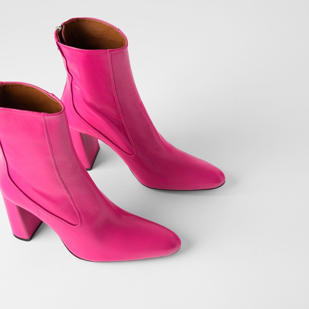 ZARA LEATHER HEELS ANKLE BOOTS